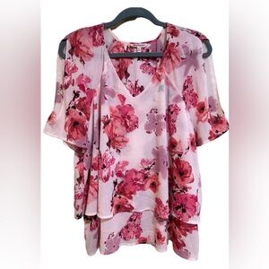 Juicy Couture pink floral double layer top women’s size XXL